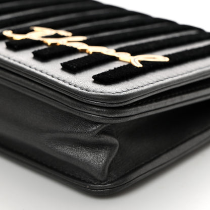 Chanel Iridescent Calfskin Velvet Stripe Wallet On Chain WOC Charcoal 11 of 11