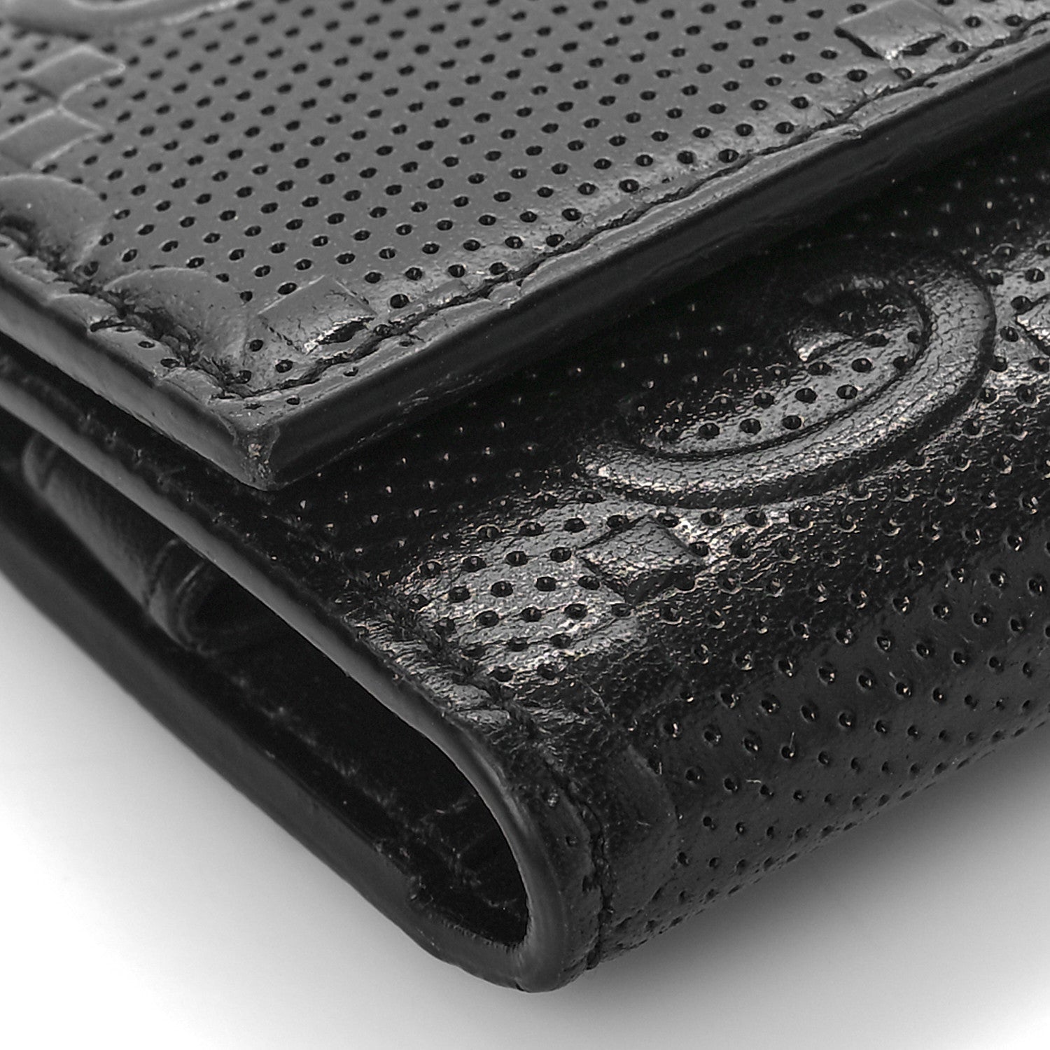 Gucci Calfskin GG Tennis Embossed 6 Key Holder Case Black 7 of 8