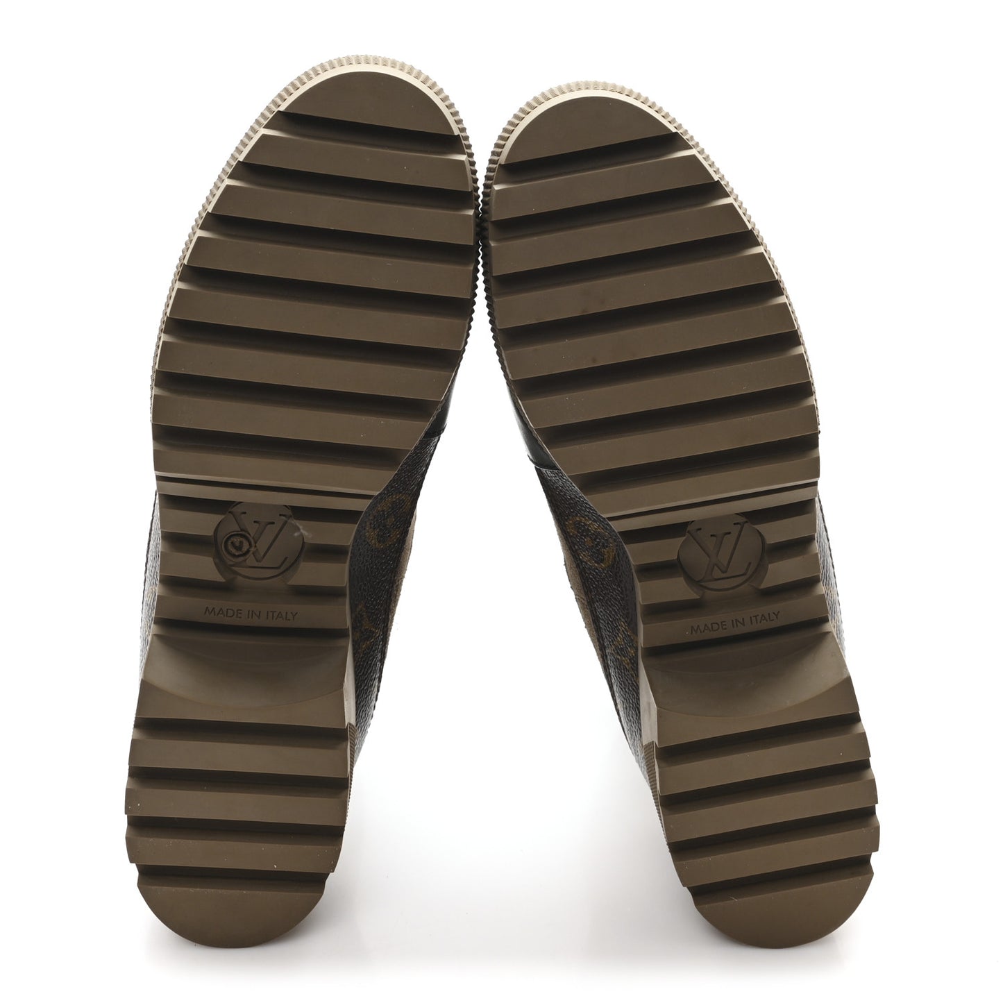 Suede Calfskin Monogram Laureate Platform Desert Boots 40 Taupe