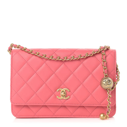 Chanel Lambskin Quilted CC Pearl Crush Wallet on Chain WOC Pink 1 of 11