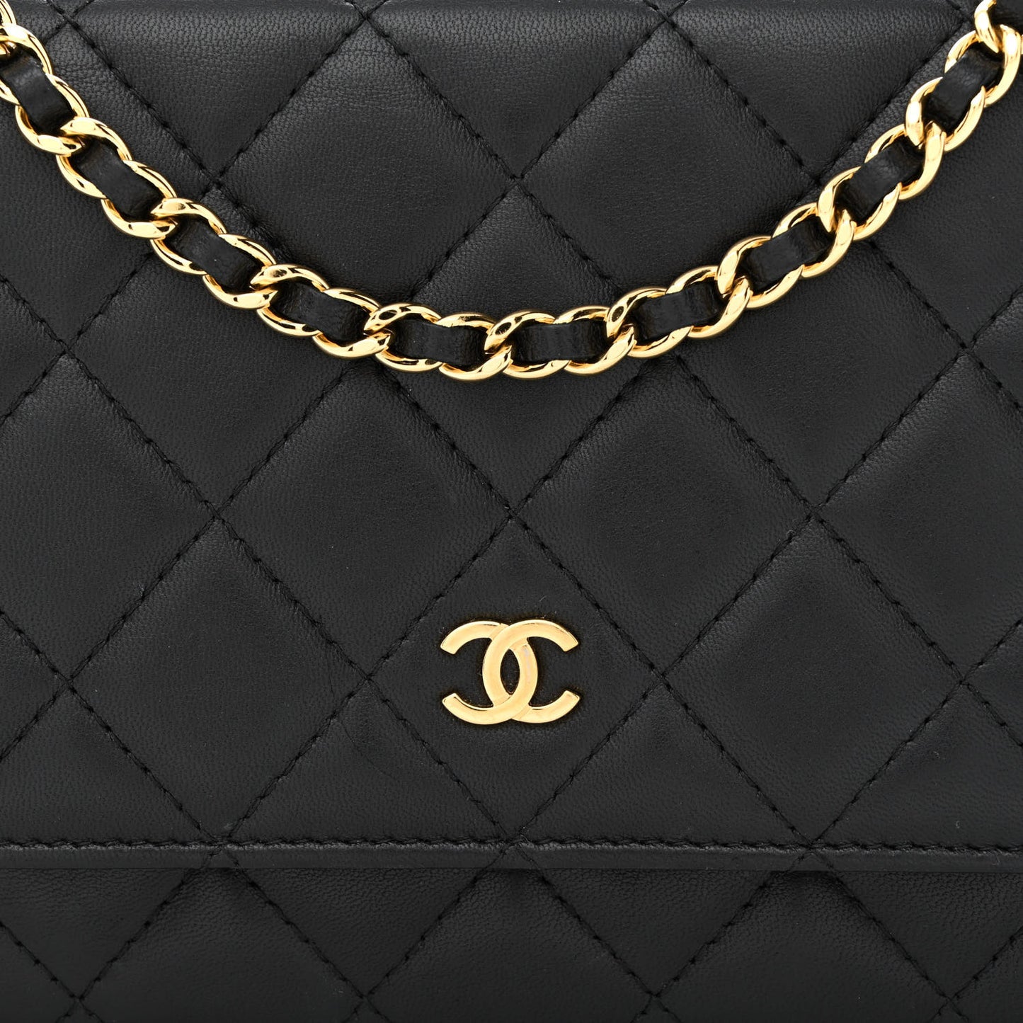 Lambskin Quilted Wallet On Chain WOC Black