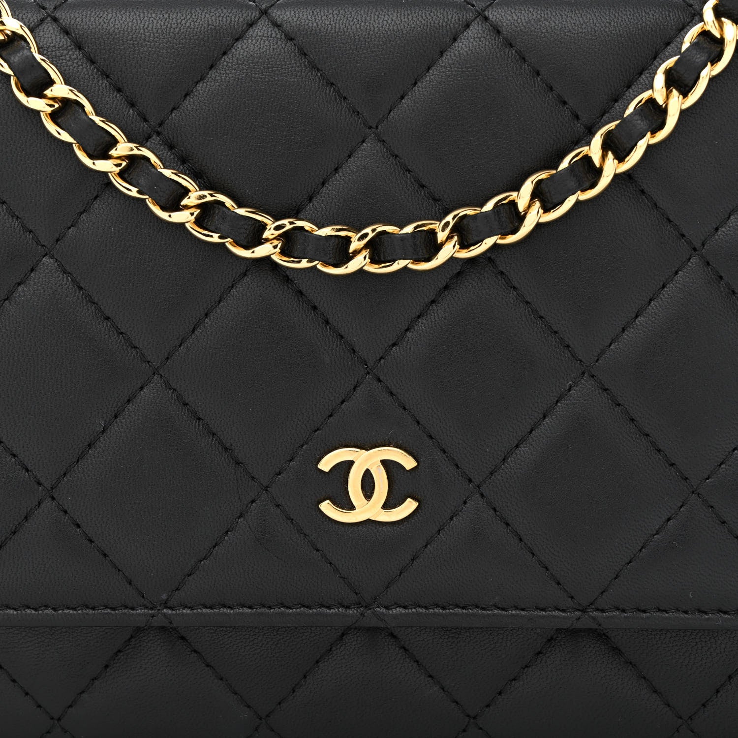 Chanel Lambskin Quilted Wallet On Chain WOC Black 9 of 13