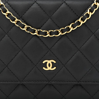 Chanel Lambskin Quilted Wallet On Chain WOC Black 9 of 13