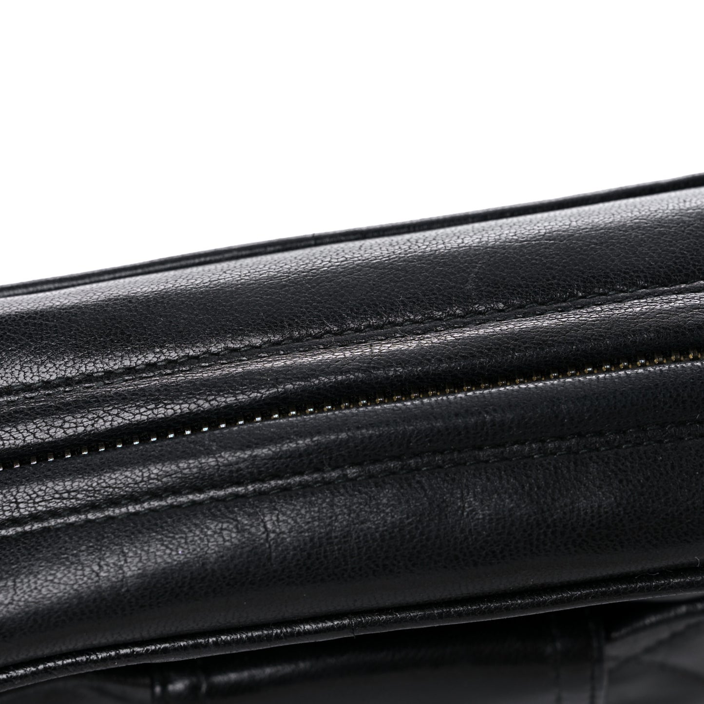 Lambskin Quilted CC Tassel Camera Case Black