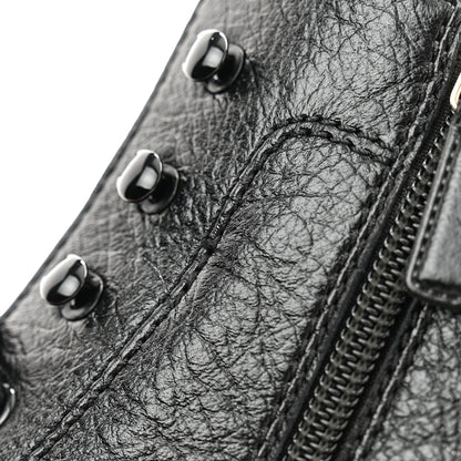 Chanel Shiny Crumpled Lambskin Lace Up Combat Boots 41 Black 10 of 11