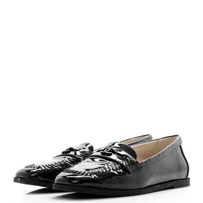 Chanel Patent CC Mocassin Loafers 39.5 Black 3 of 11