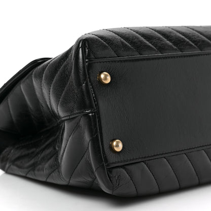 Chanel Calfskin Chevron Quilted Medium Coco Handle Flap Black 5 of 8