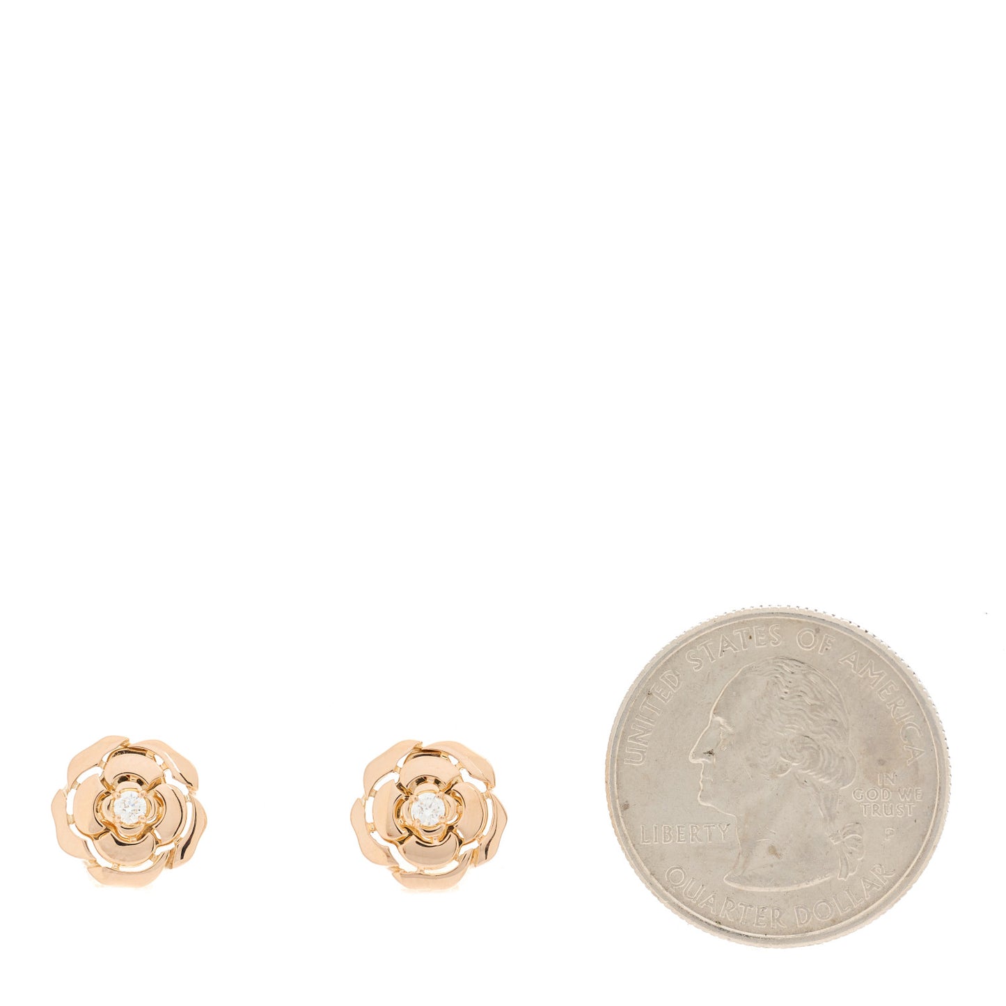 18K Rose Gold Diamond Extrait de Camelia Earrings