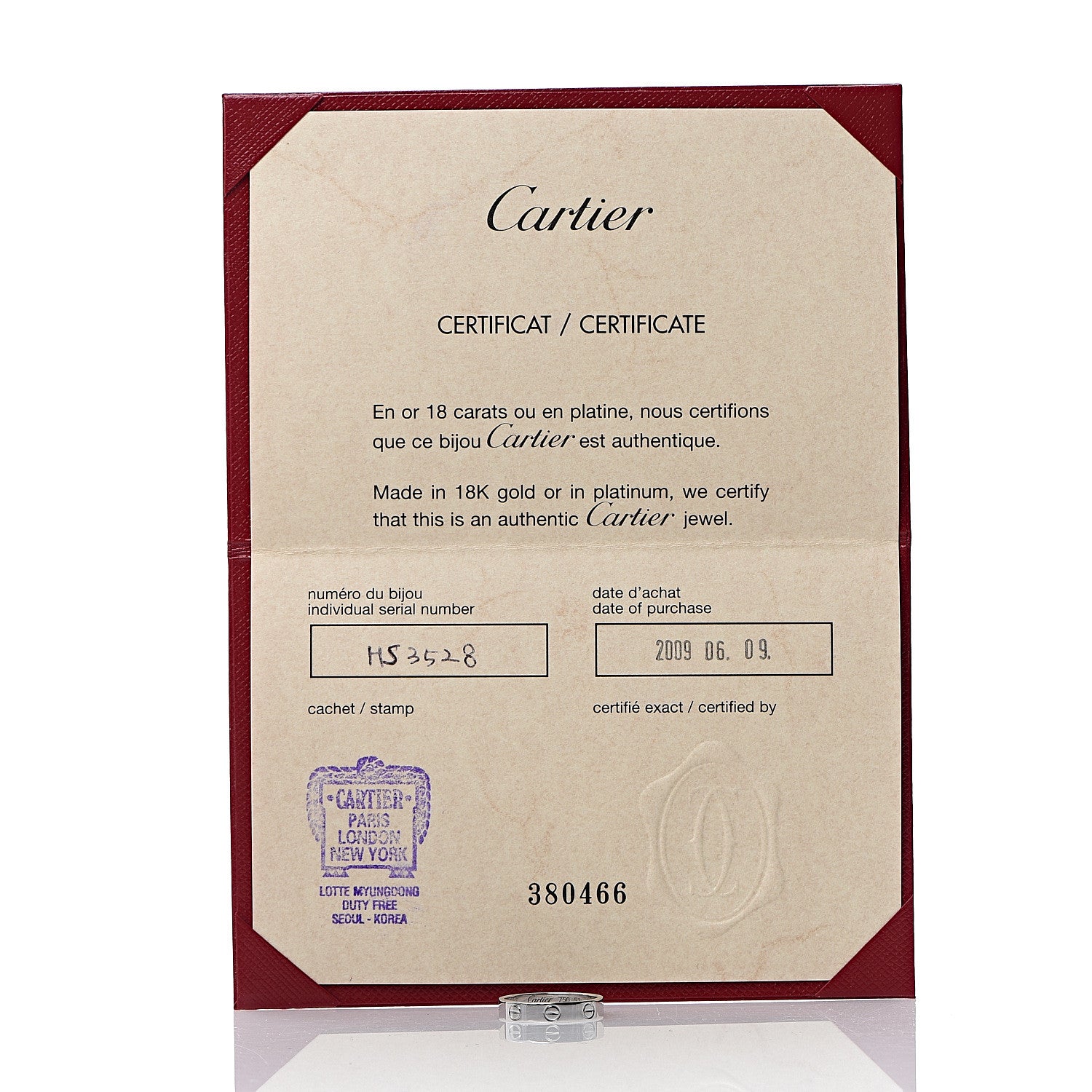 Cartier 18K White Gold 3.5mm LOVE Wedding Band Ring 51 5.75 4 of 4