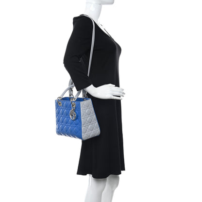 Christian Dior Lambskin Cannage Medium Bi-Color Lady Dior Blue Gray 3 of 10