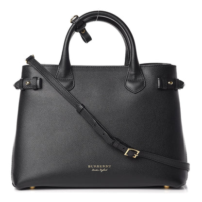Burberry Derby Calfskin Vintage Check Medium Banner Tote Black 1 of 11