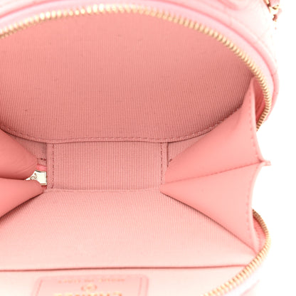 Chanel Caviar Quilted Round Handle With Care Vanity With Chain Pink 6 of 12