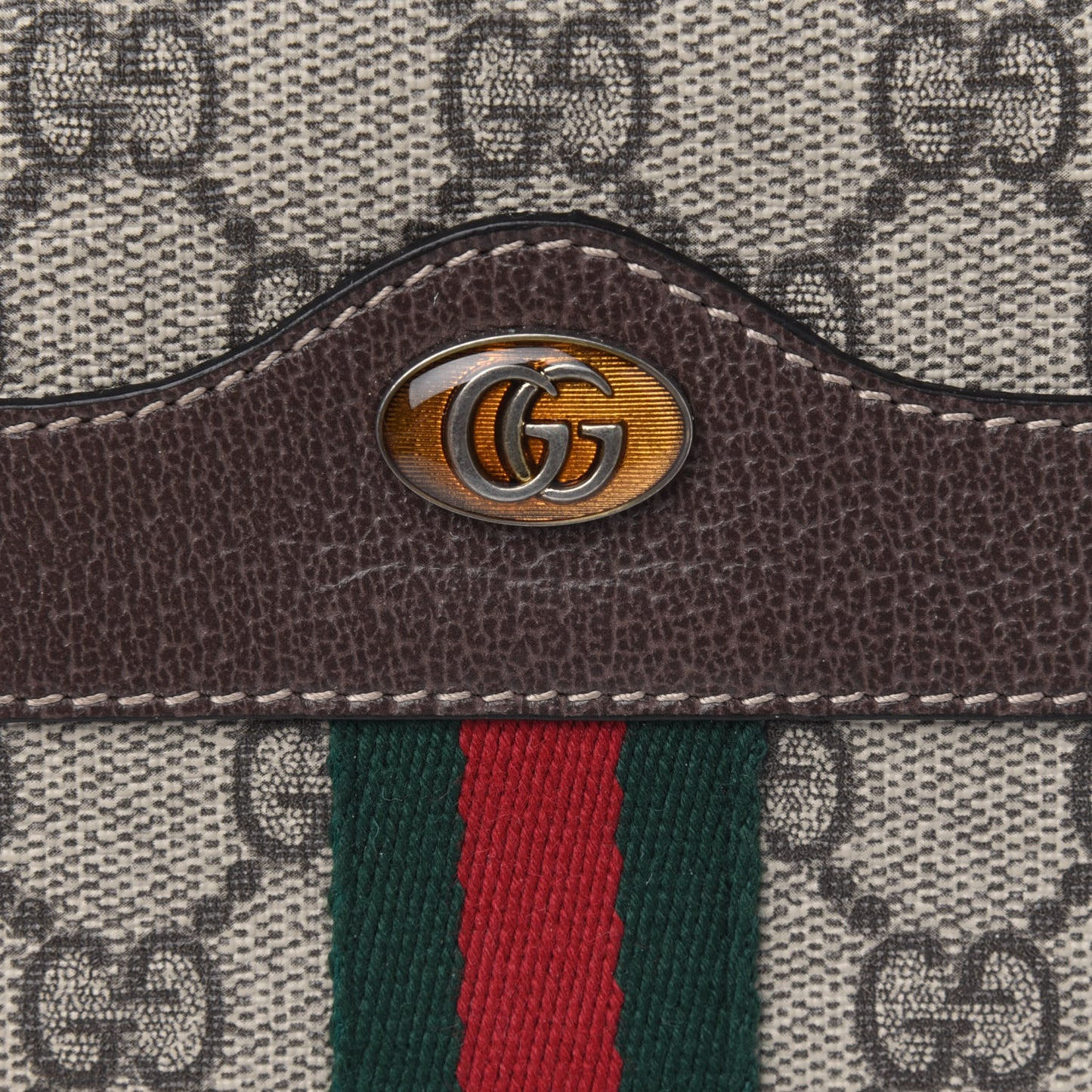 GG Supreme Monogram Ophidia Phone Case Wristlet Brown