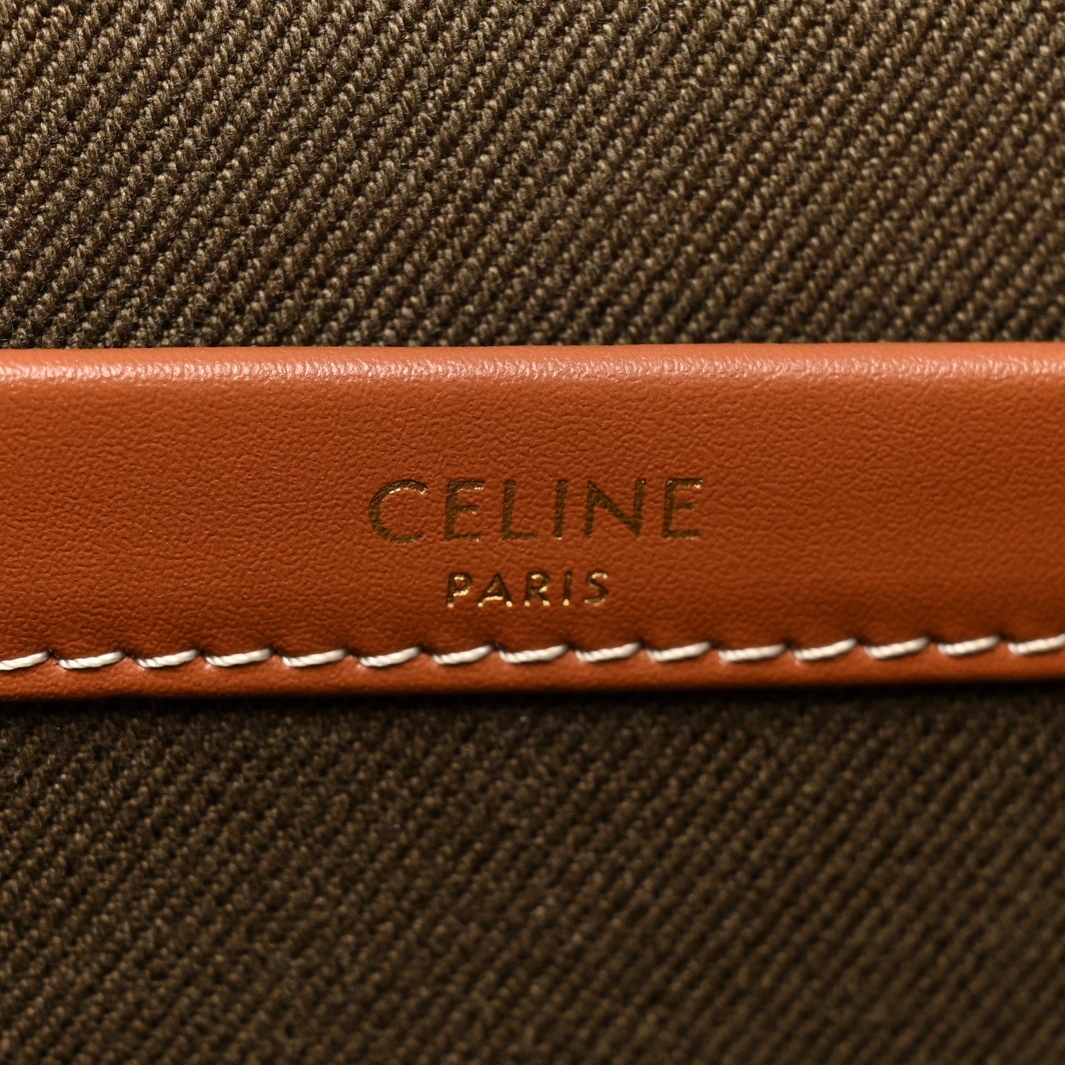 Celine Canvas Calfskin Embroidered Triomphe Large Cabas Thais Khaki Tan 6 of 13