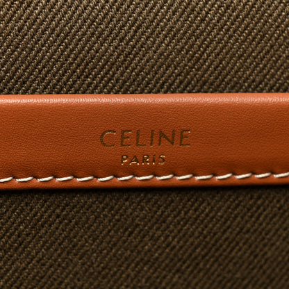 Celine Canvas Calfskin Embroidered Triomphe Large Cabas Thais Khaki Tan 6 of 13