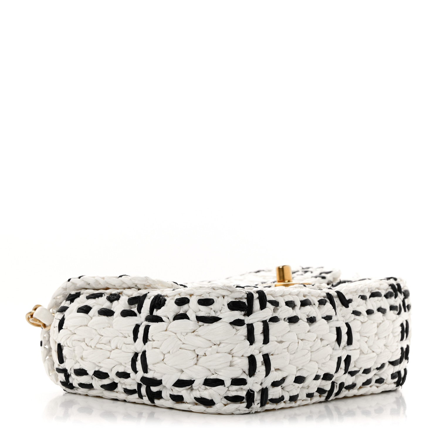 Chanel Raffia Effect Tweedy Mini Flap Bag White Black 4 of 10