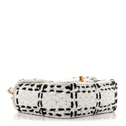 Chanel Raffia Effect Tweedy Mini Flap Bag White Black 4 of 10