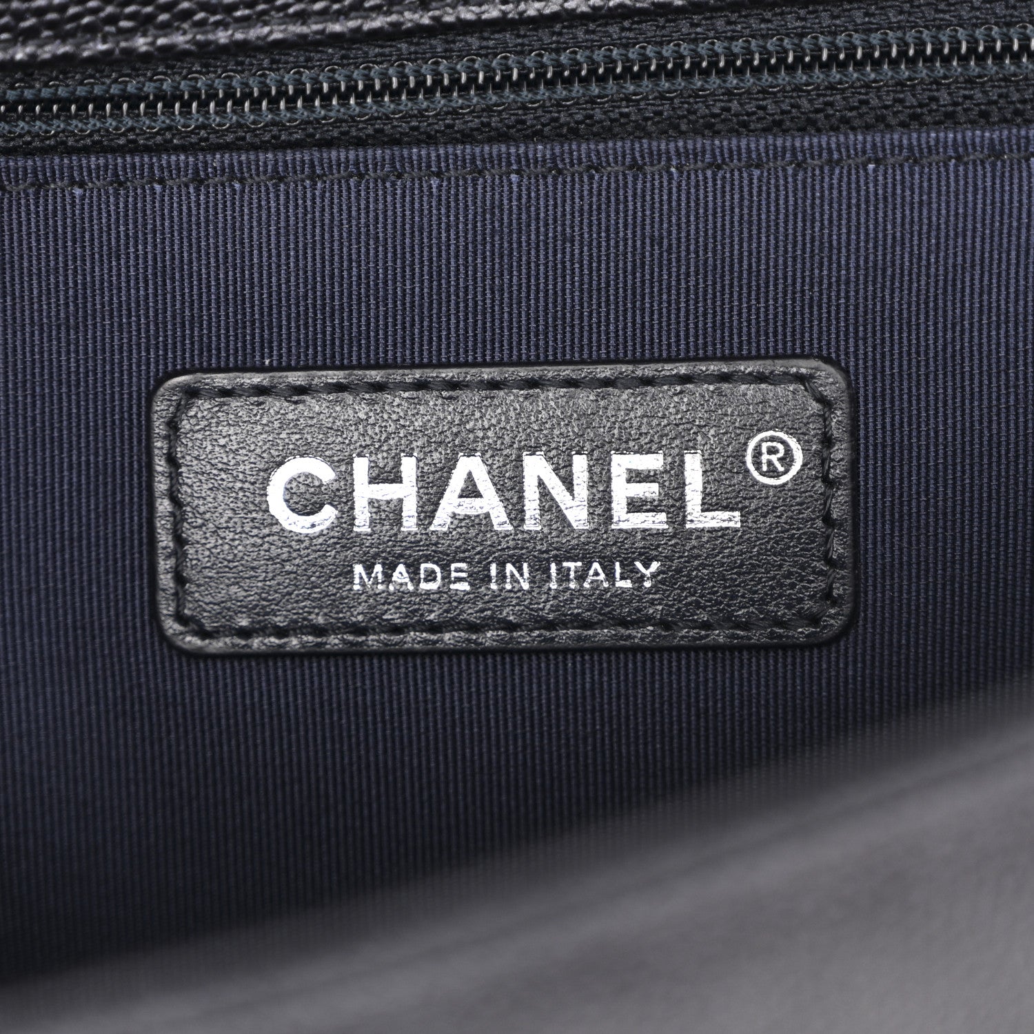 Chanel Caviar Chevron Quilted New Medium Boy Flap Dark Navy Blue 6 of 10