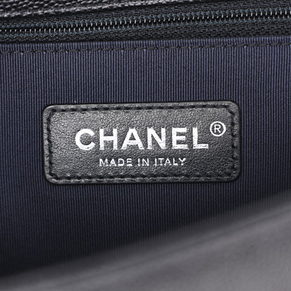 Chanel Caviar Chevron Quilted New Medium Boy Flap Dark Navy Blue 6 of 10