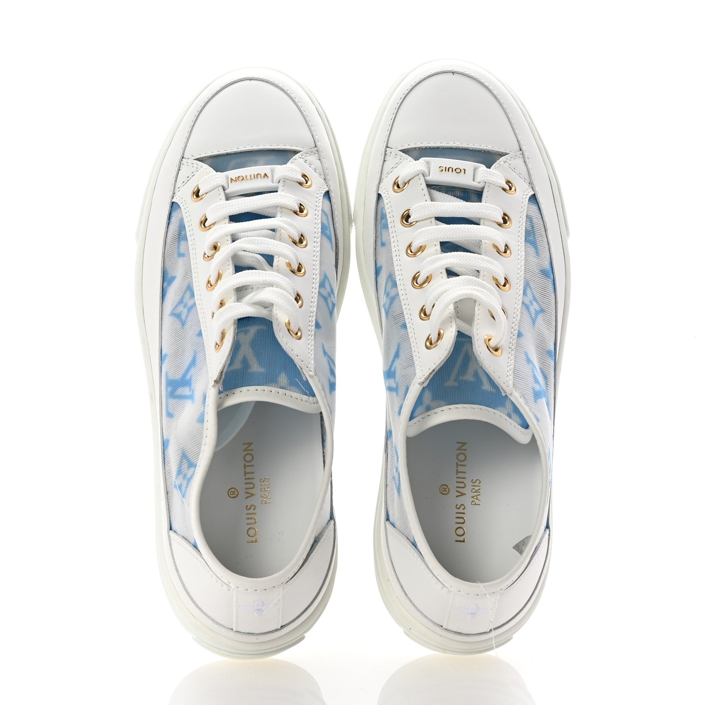 Technical Fabric Calfskin Monogram Stellar Sneakers 37 Blue
