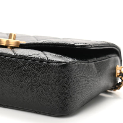 Chanel Shiny Caviar Quilted Small Chain Melody Flap Black 10 of 11
