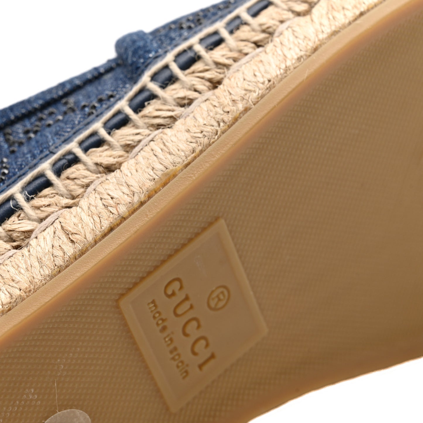 Denim Crystal GG Monogram Espadrilles 39 Blue