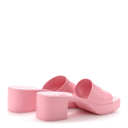Gucci Rubber Gucci Logo Womens Platform 20/60mm Slide Sandals 37 Wild Rose 5 of 9