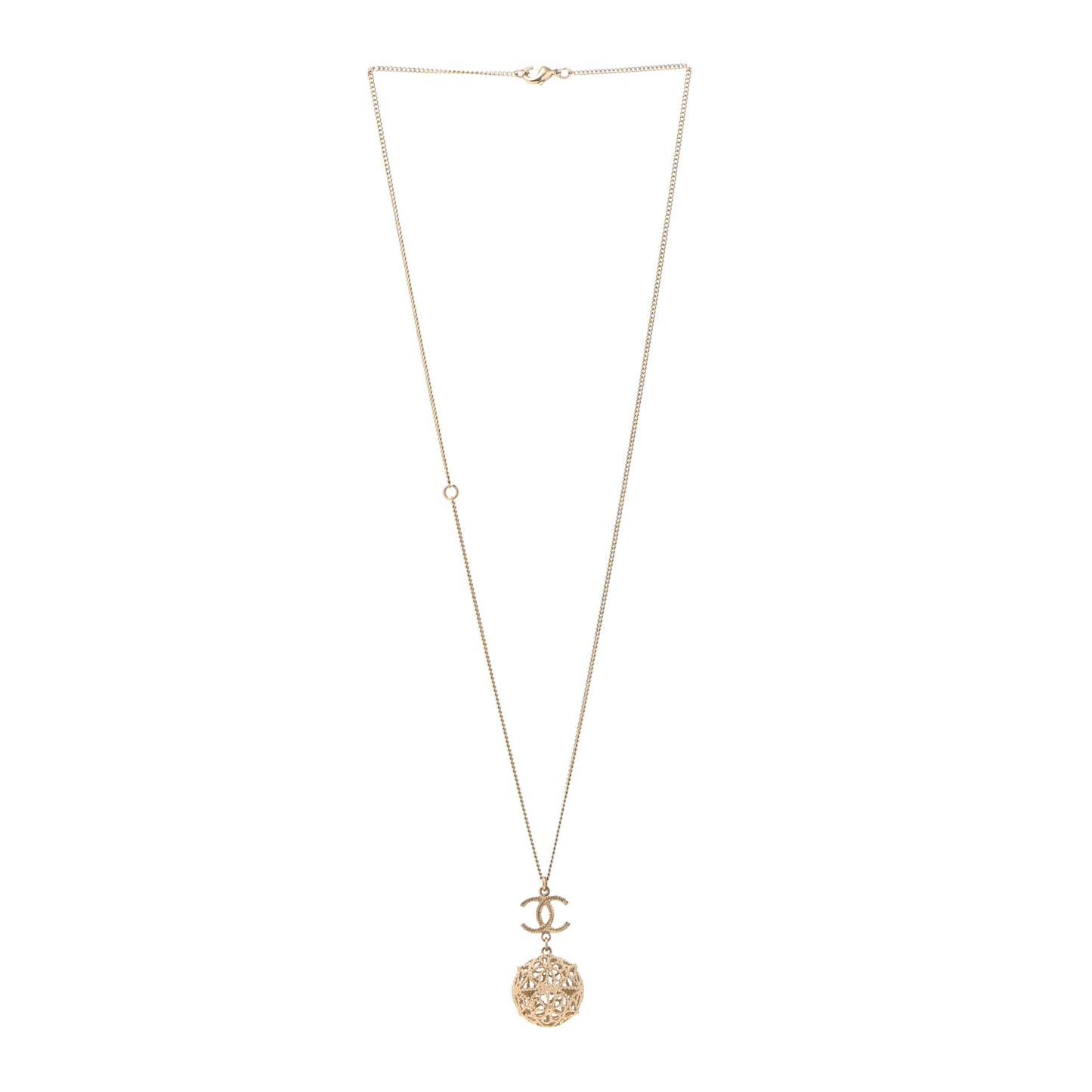 Metal CC Drop Necklace Gold