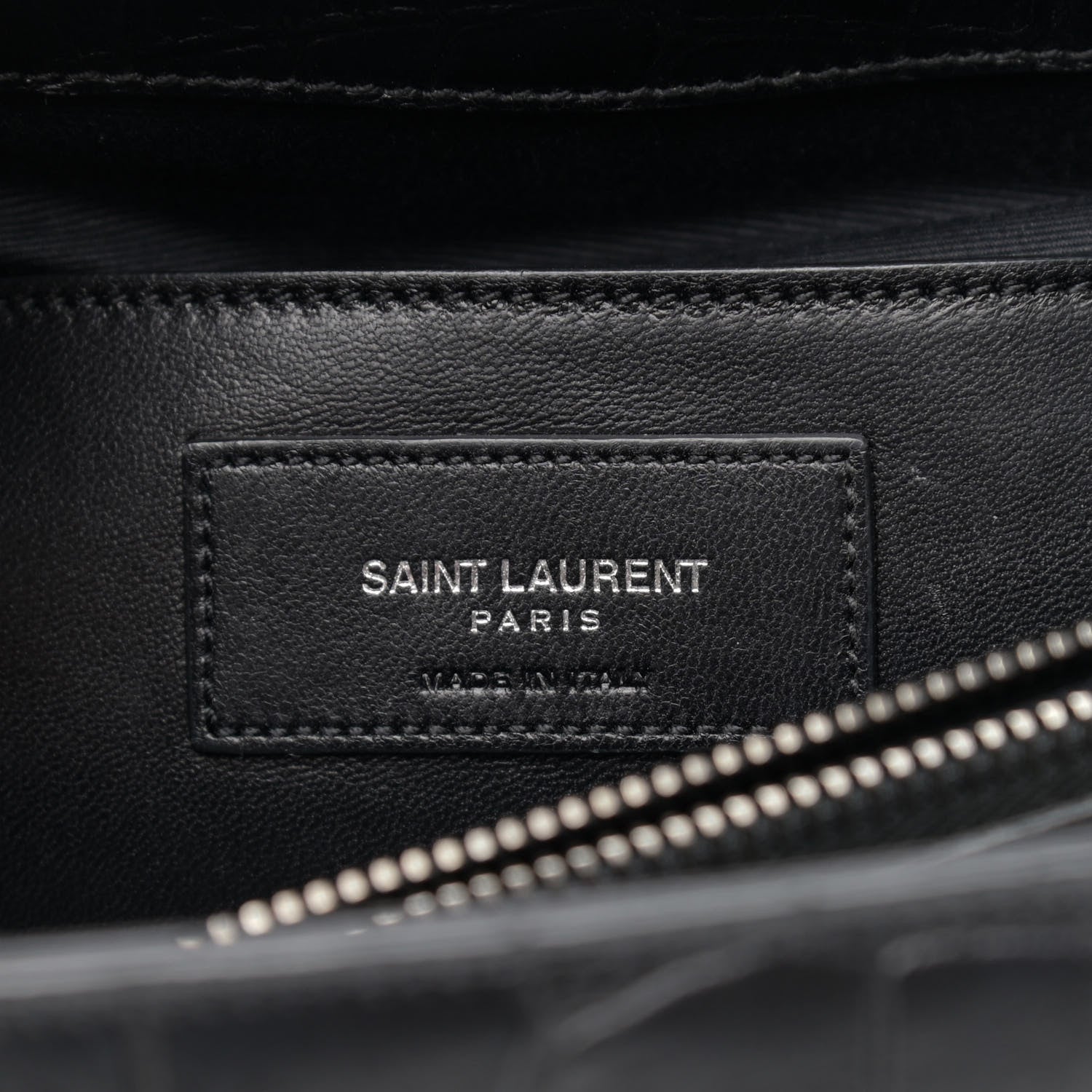 Saint Laurent Calfskin Crocodile Embossed Monogram Large College Satchel Black 7 of 12