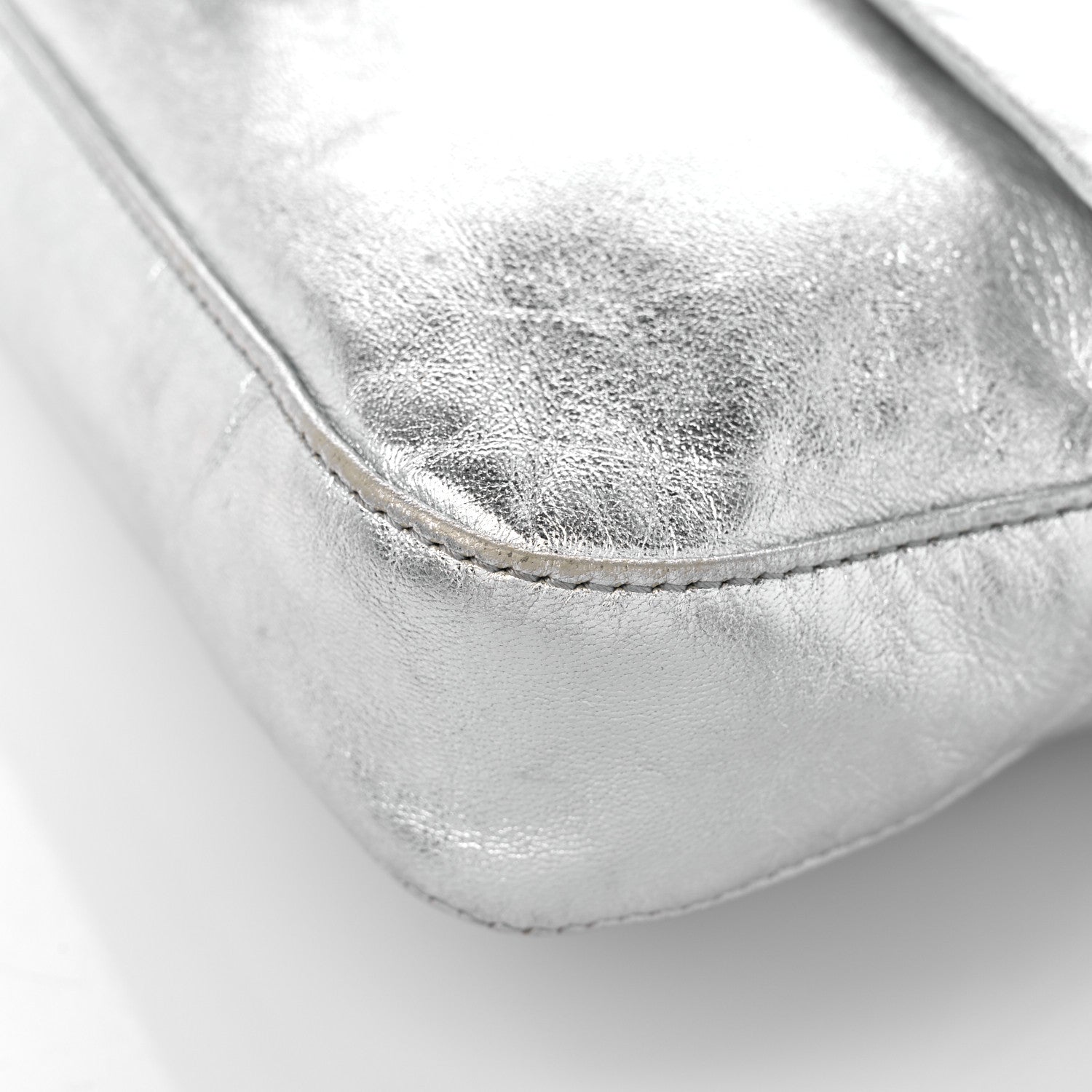 Fendi Metallic Calfskin Baguette Silver 8 of 14
