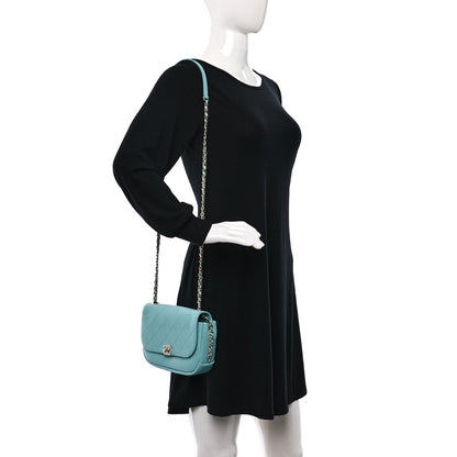 Chanel Goatskin Stitched Casual Trip Single Flap Light Blue 2 of 9