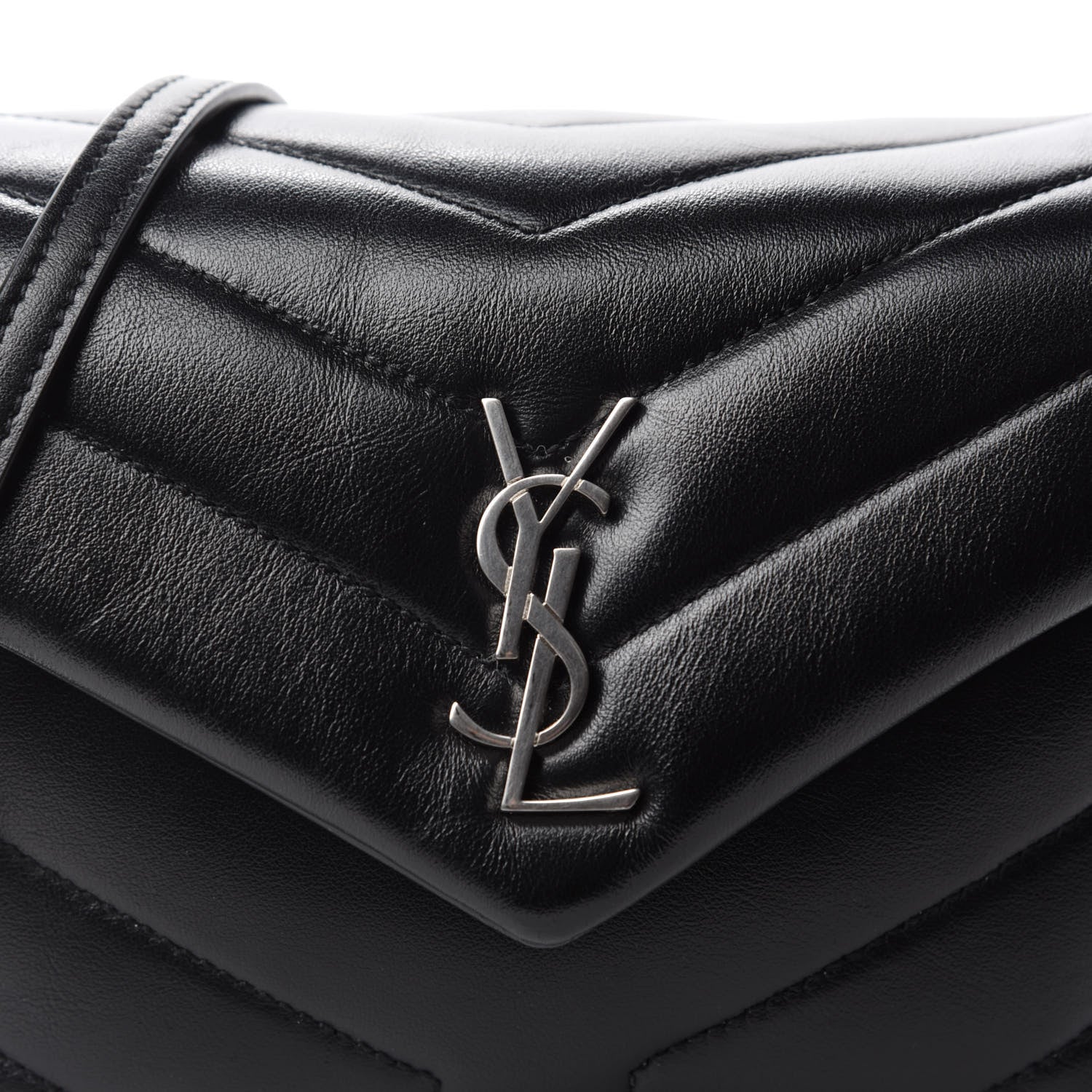 Saint Laurent Calfskin Y Quilted Monogram Toy Loulou Crossbody Bag Black 11 of 12