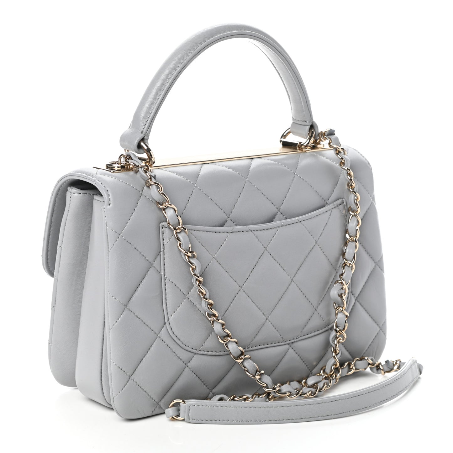 Lambskin Quilted Small Trendy CC Dual Handle Flap Bag Grey