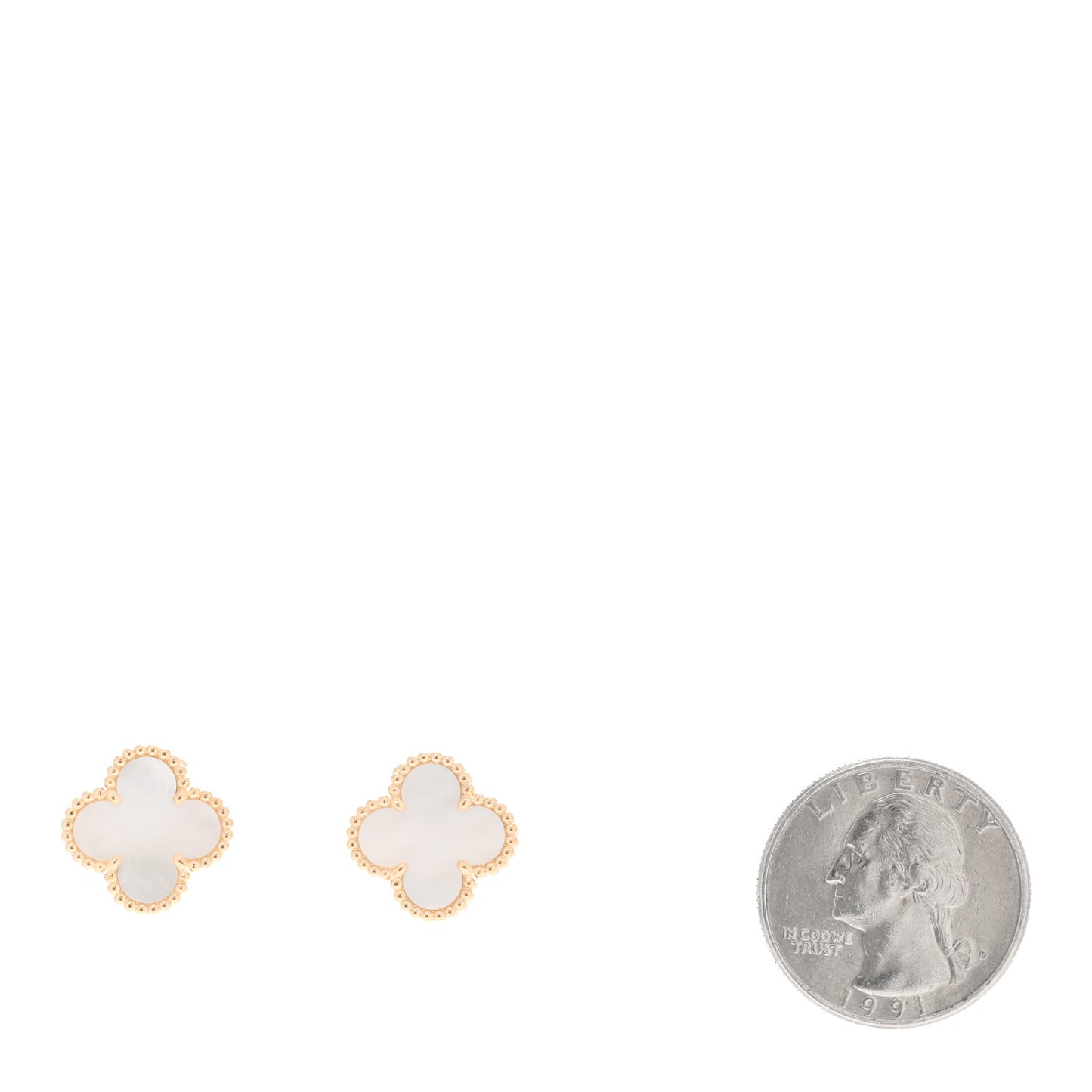 18K Yellow Gold Mother of Pearl Vintage Alhambra Earrings