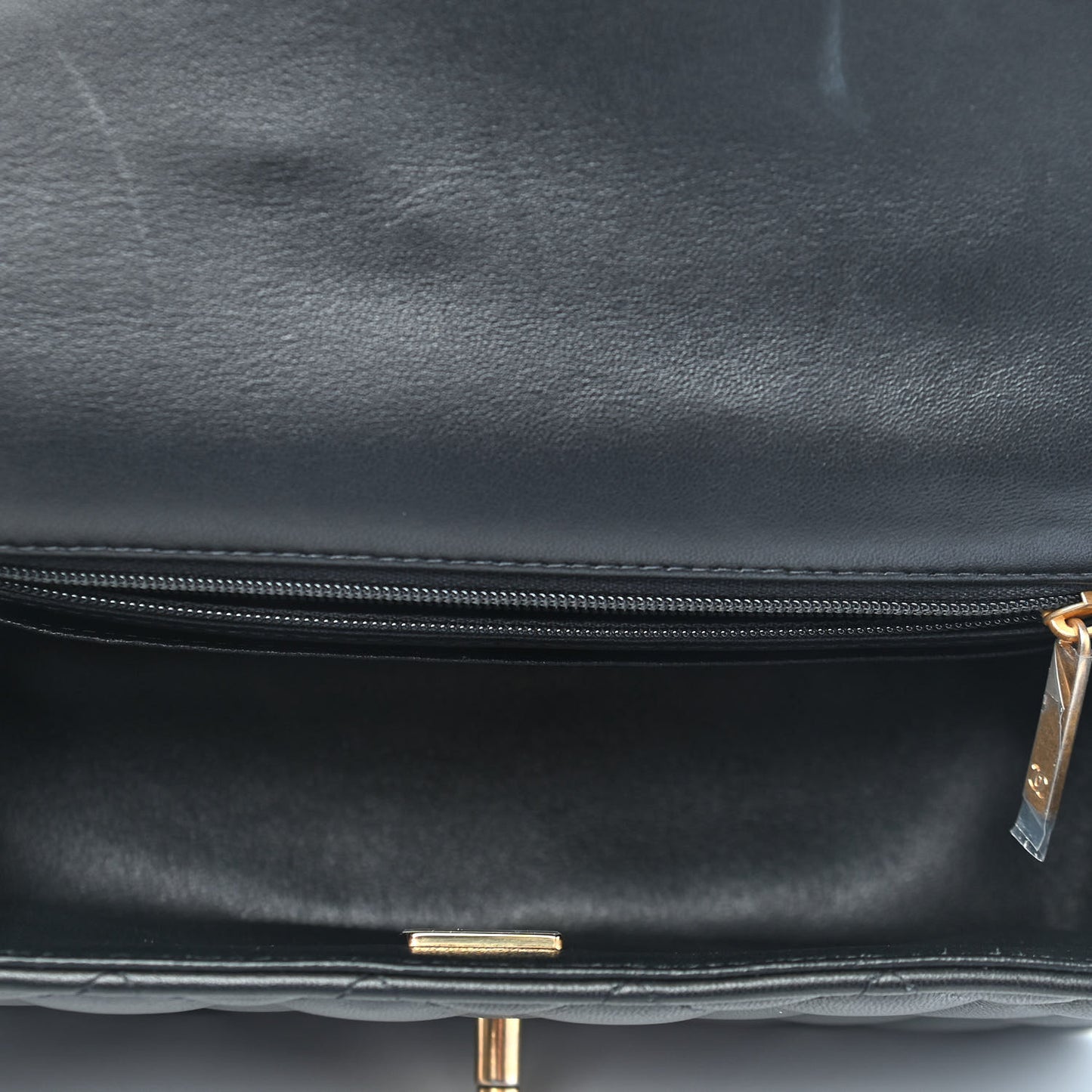 Lambskin Quilted Mini Top Handle Rectangular Flap Black