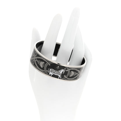 Hermes Enamel Printed Wide Grand Apparat Bracelet 65 Black 2 of 4