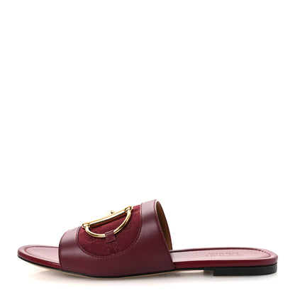 Gucci Calfskin Monogram Horsebit Womens Slide Sandals 38.5 Rosso Ancora 1 of 10