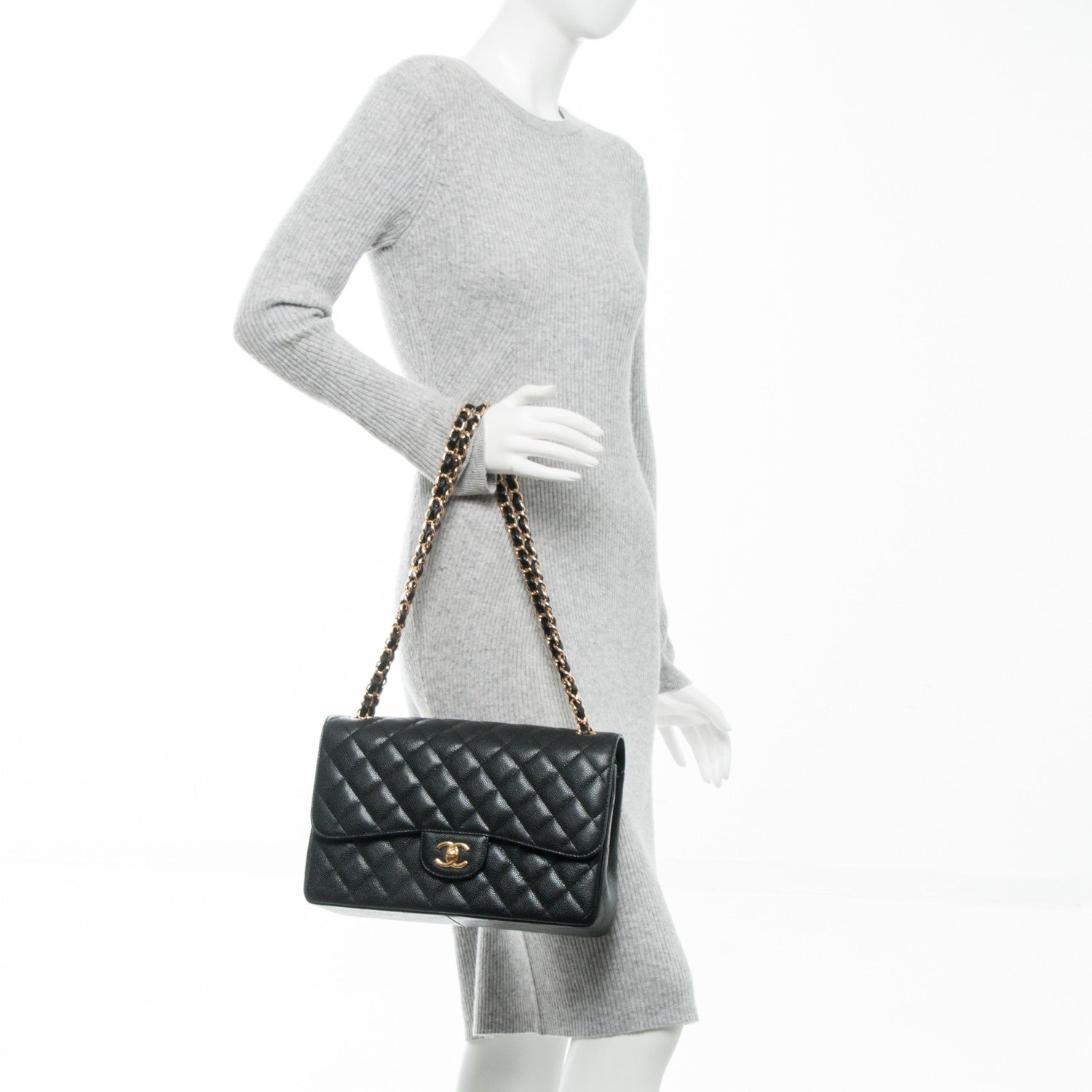 Chanel Caviar Quilted Jumbo Double Flap Black 2 of 7
