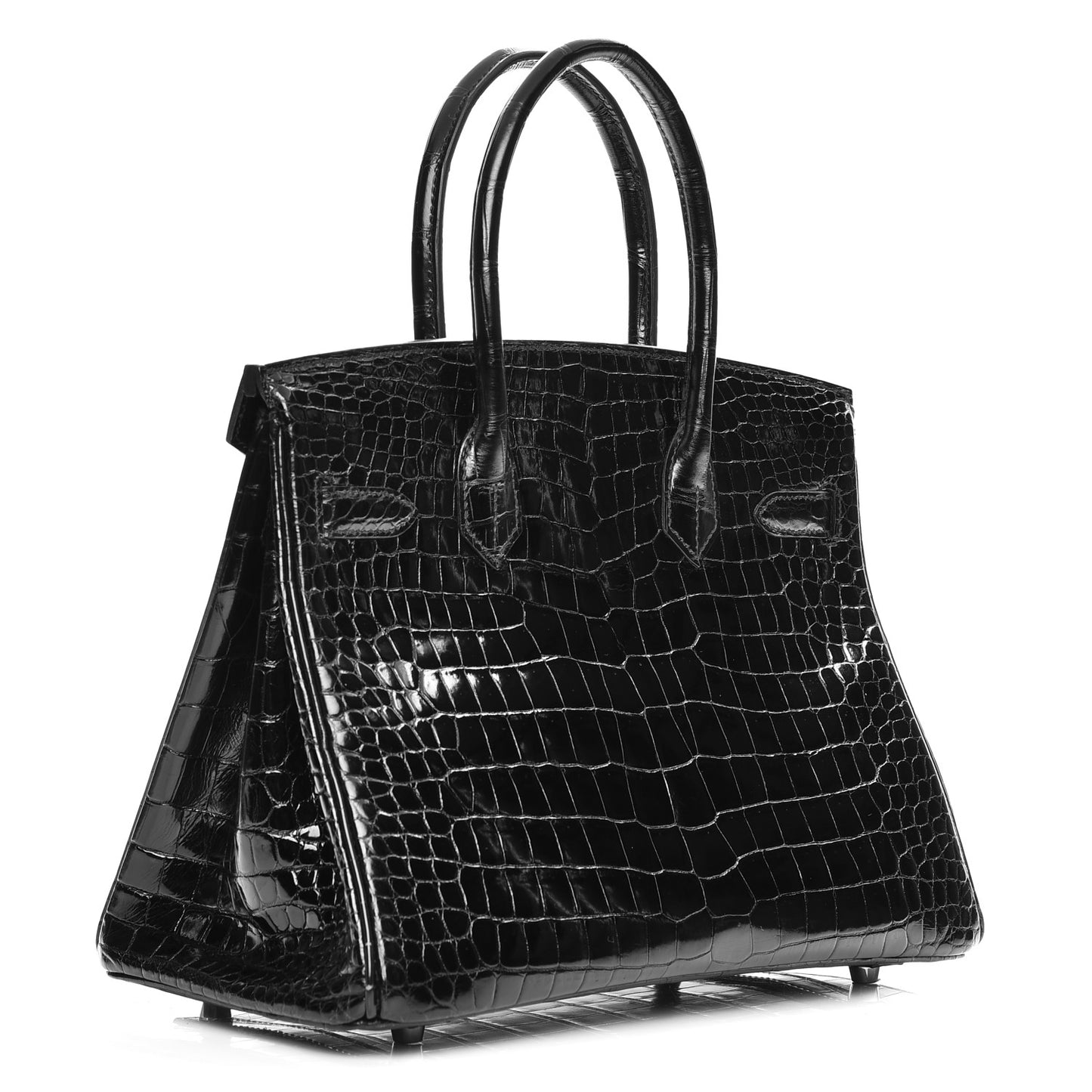 Shiny Porosus Crocodile Birkin 30 Black