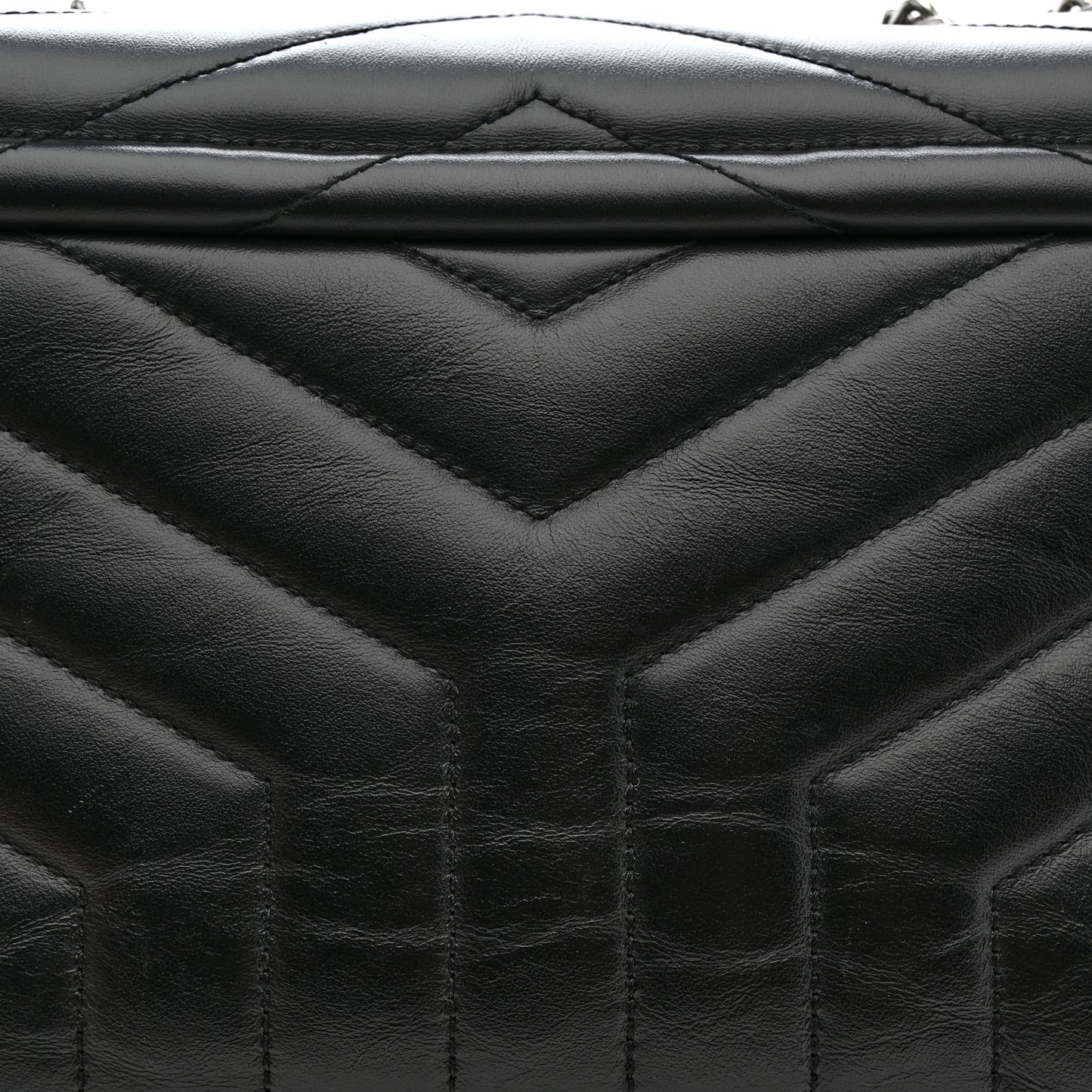 Calfskin Y Quilted Monogram Small Loulou Chain Satchel Black