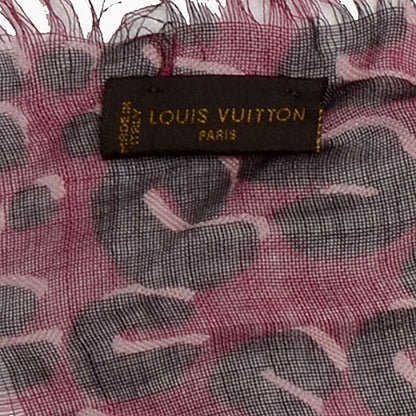 Louis Vuitton Cashmere Silk Leopard Stole Prune 6 of 6
