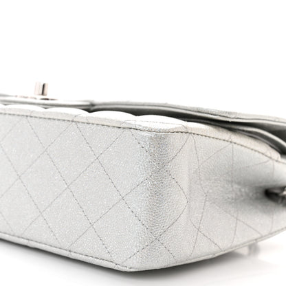 Chanel Glittered Metallic Caviar Quilted Medium Double Flap Silver 10 of 11