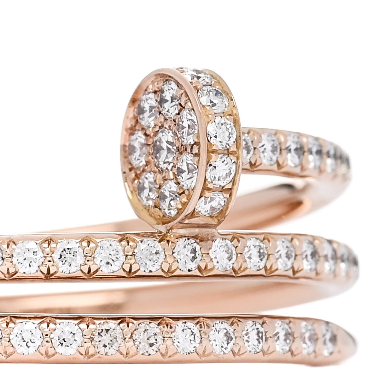 Cartier 18K Pink Gold Diamond Double Juste Un Clou Paved Ring 55 7.25 4 of 5
