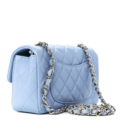 Chanel Lambskin Quilted Mini Rectangular Flap Light Blue 3 of 11