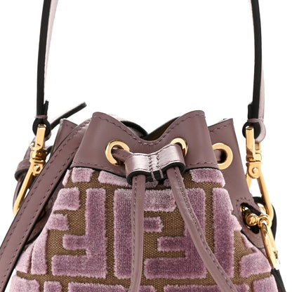 Fendi Vitello Grace Velluto FF Mini Mon Tresor Bucket Bag Dusty Mauve 8 of 11