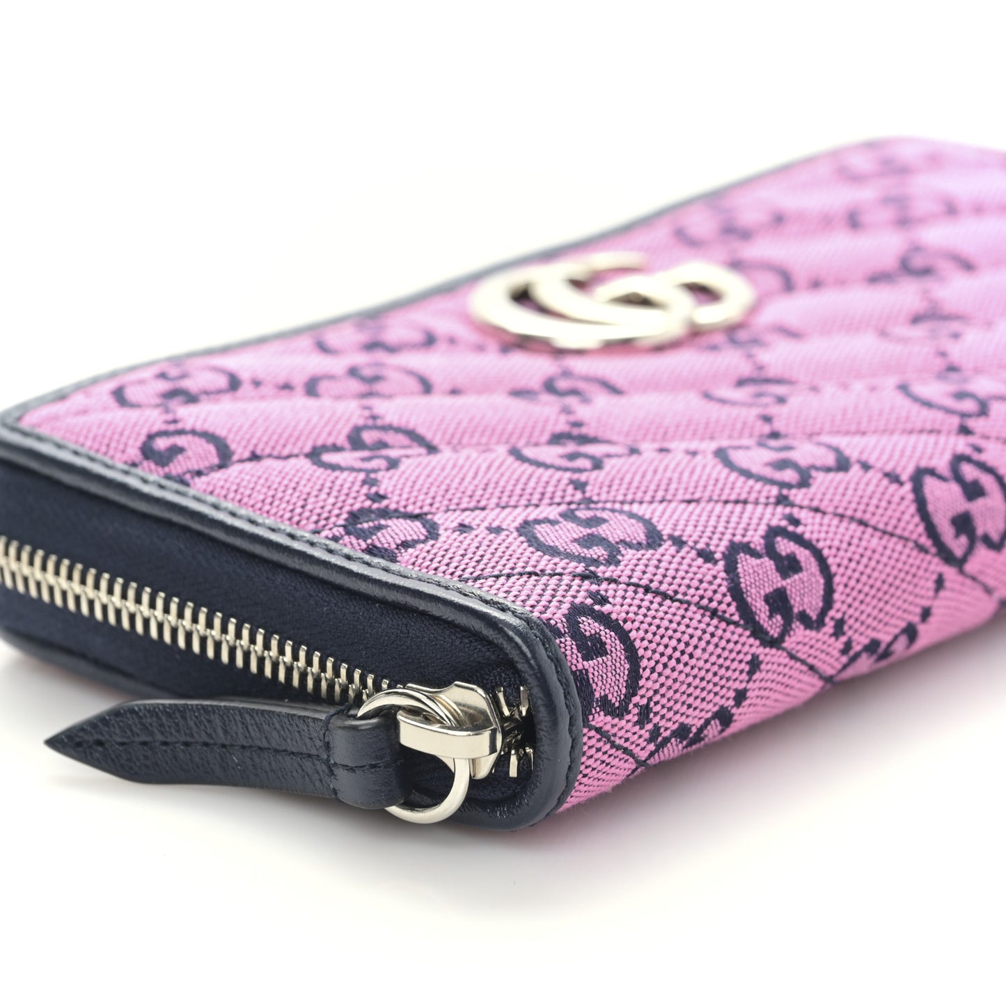 Monogram Multicolor Matelasse Diagonal GG Marmont Zip Around Wallet Pink Blue
