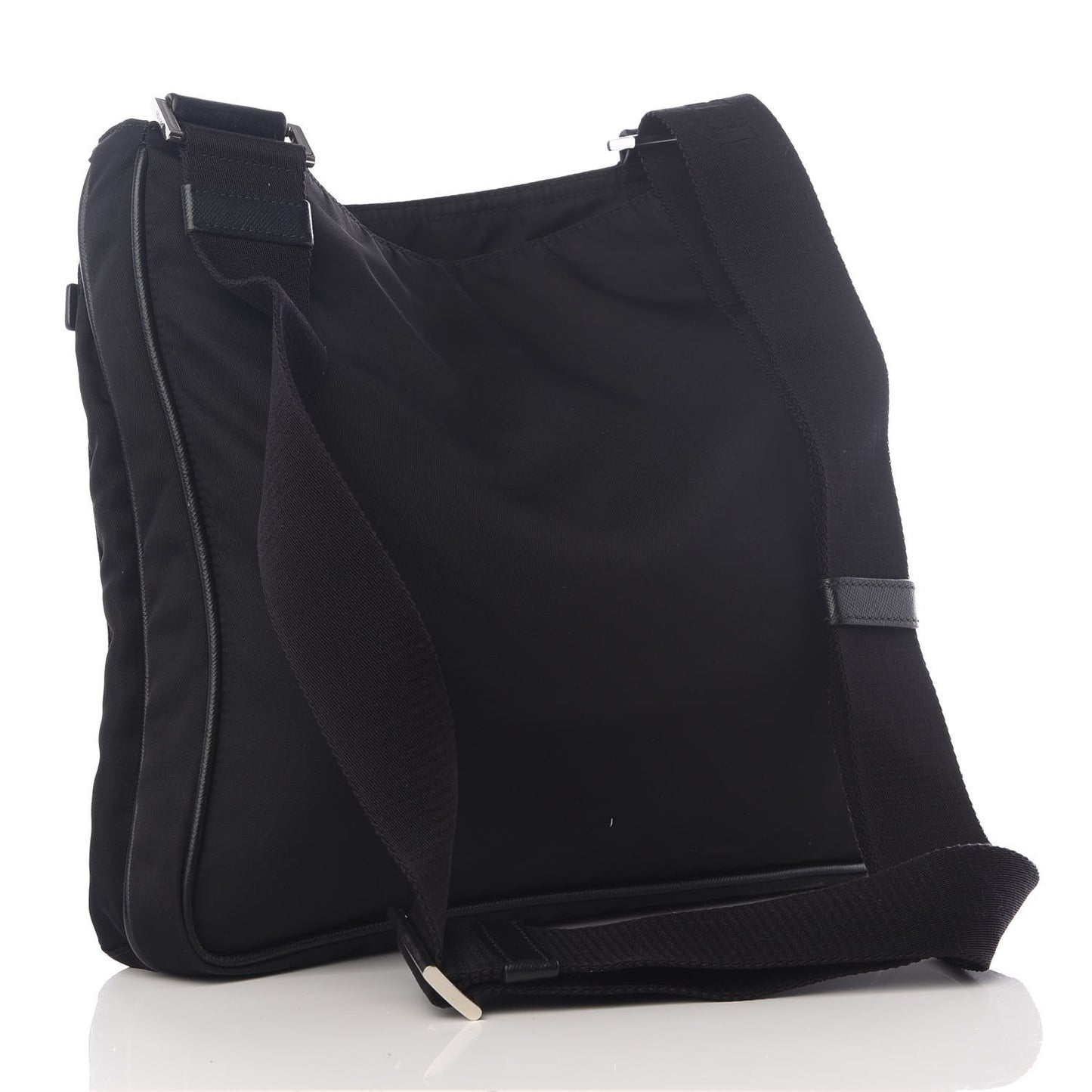 Nylon Flat Messenger Bag Black