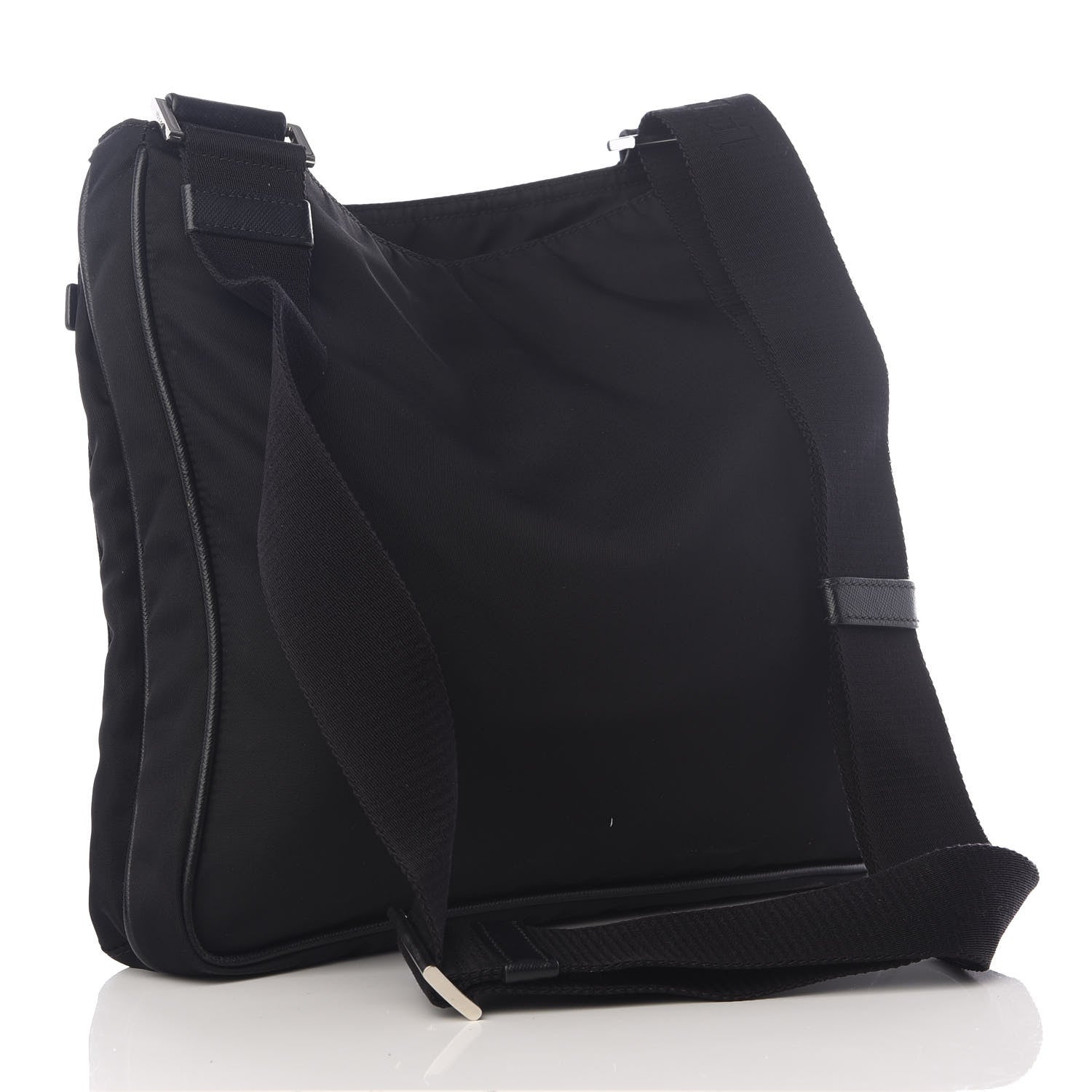 Prada Nylon Flat Messenger Bag Black 2 of 8