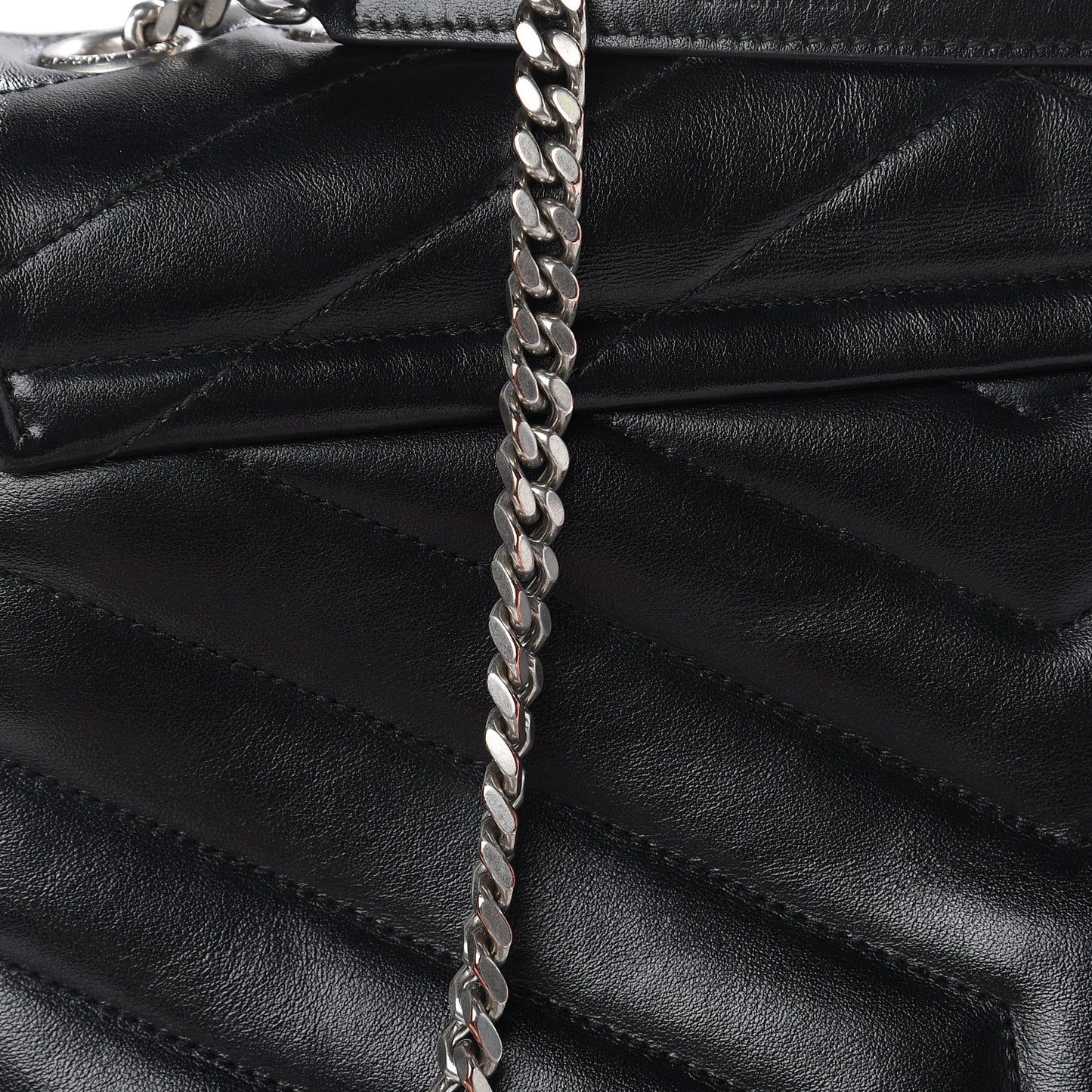 Calfskin Y Quilted Monogram Medium Loulou Chain Satchel Black