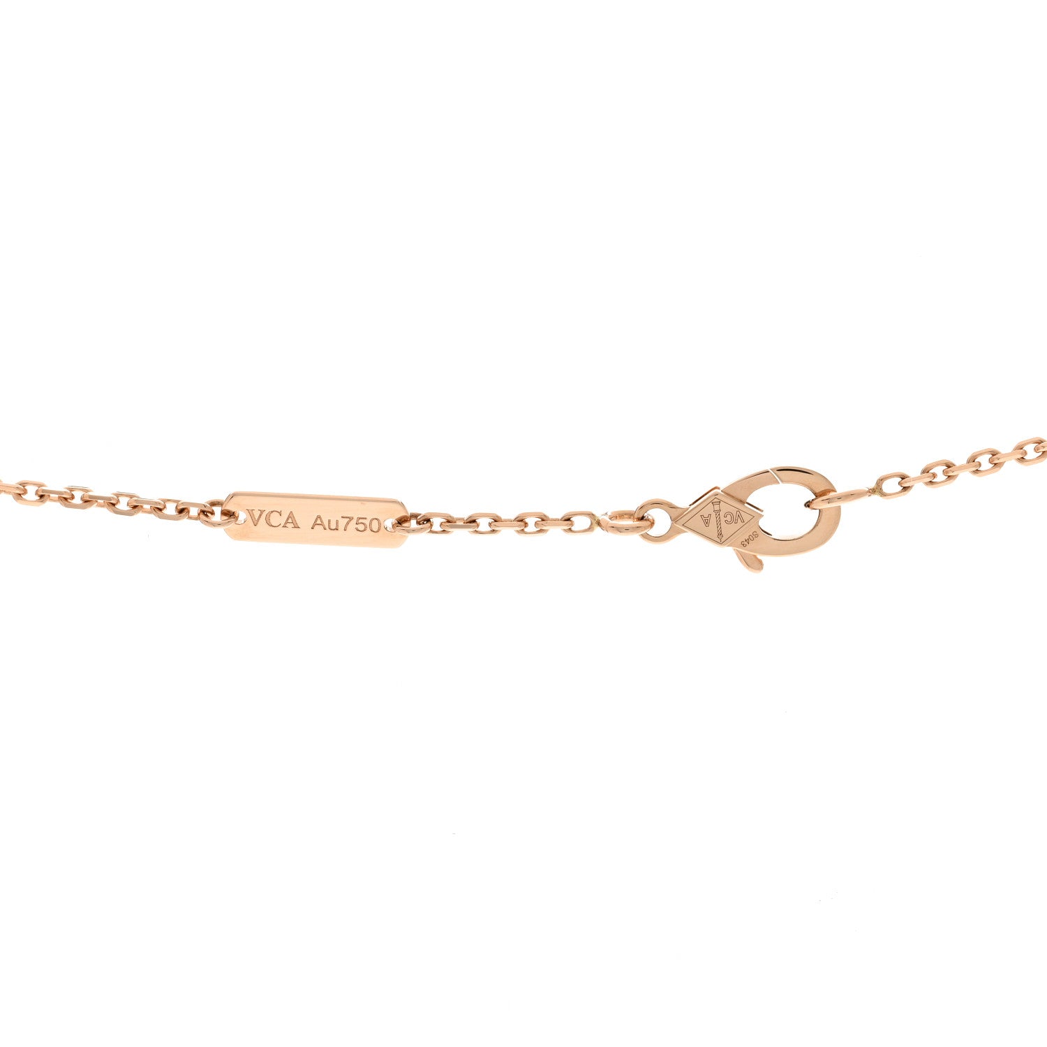 Van Cleef & Arpels 18K Rose Gold Diamond Rhodonite Vintage Alhambra Pendant Necklace 4 of 6
